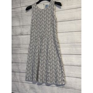 CeCe Women Sleeveless Fit Flare Dress Size 4 Black White Geometric